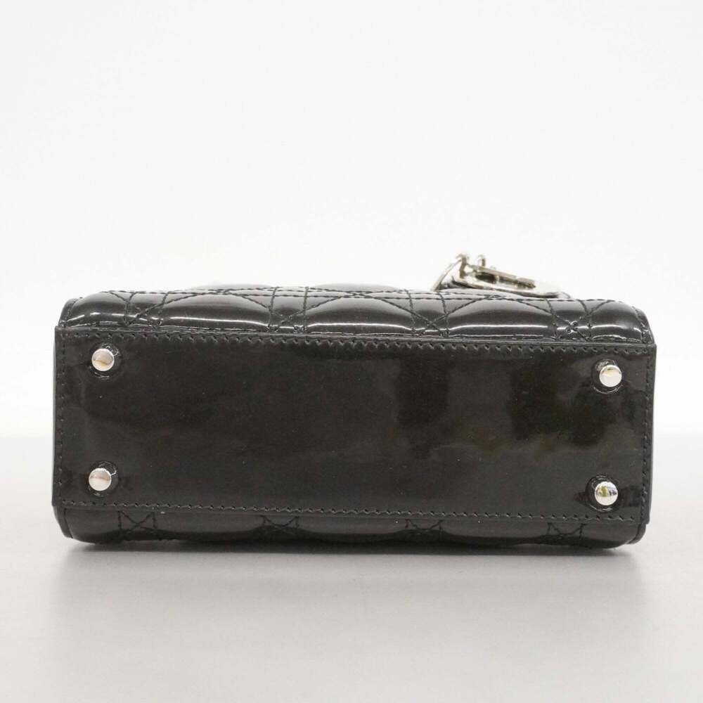 Christian Dior Cannage Lady handbag, black enamel, 2-way bag for women. - Picture 3 of 15